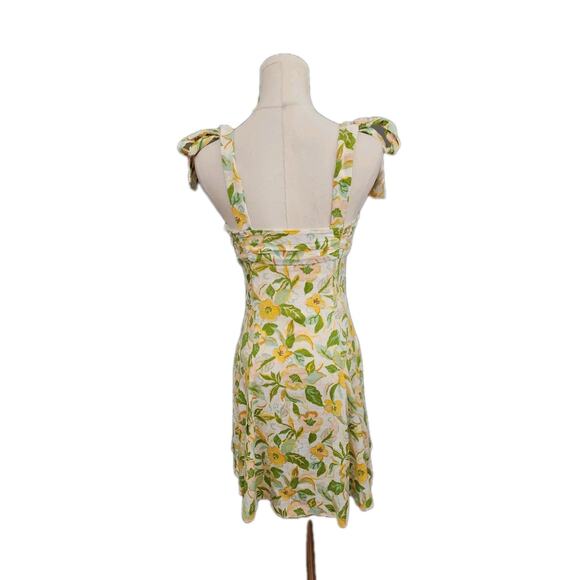 ZARA Strappy Floral Linen Sun Dress Small 8351/037/330 Party Brunch Ruched Bust - Picture 3 of 7